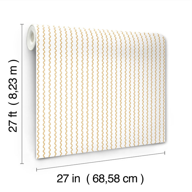 Rickrack Gold Metallic Stripes Wallpaper  Transitional Non Woven - York RF7551