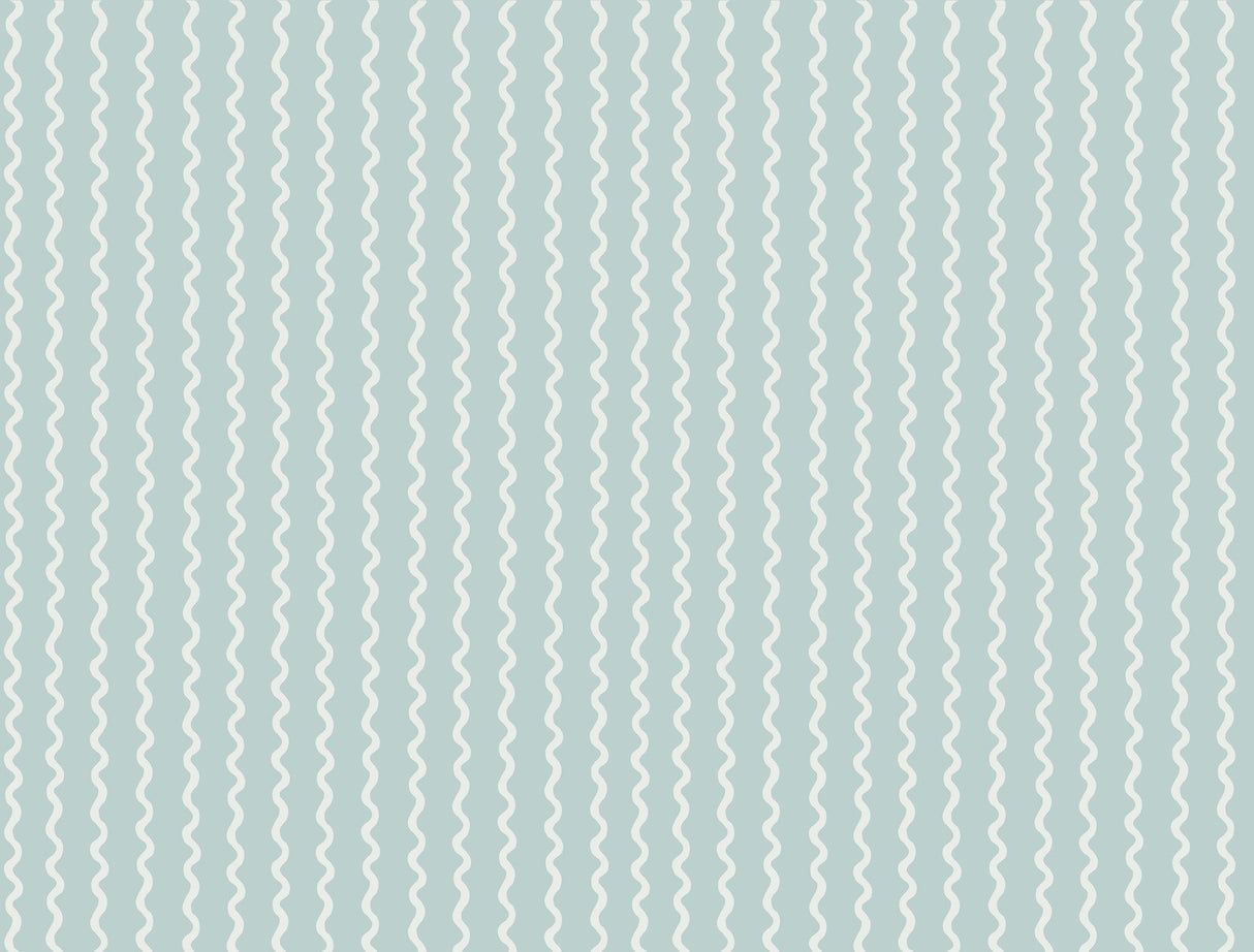 Rickrack Light Blue Wallpaper with Wavy Stripe Pattern - York RF7552