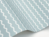Rickrack Light Blue Wallpaper with Wavy Stripe Pattern - York RF7552
