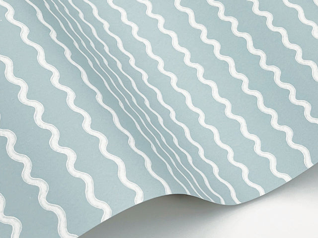 Rickrack Light Blue Wallpaper with Wavy Stripe Pattern - York RF7552