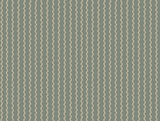 Rickrack Moss Wallpaper with Wavy Vertical Stripe Pattern - York RF7553