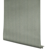 Rickrack Moss Wallpaper with Wavy Vertical Stripe Pattern - York RF7553