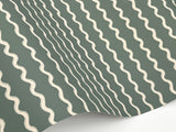 Rickrack Moss Wallpaper with Wavy Vertical Stripe Pattern - York RF7553