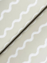Rickrack Linen Wallpaper with Zigzag Stripe in Beige - York RF7554
