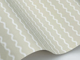 Rickrack Linen Wallpaper with Zigzag Stripe in Beige - York RF7554