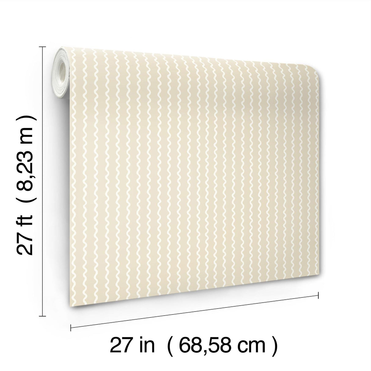 Rickrack Linen Wallpaper with Zigzag Stripe in Beige - York RF7554