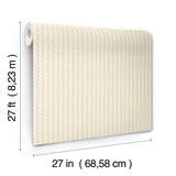 Rickrack Linen Wallpaper with Zigzag Stripe in Beige - York RF7554