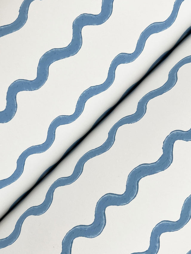 Rickrack Blue Wallpaper with Wavy Stripe Motif - York RF7555