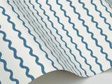 Rickrack Blue Wallpaper with Wavy Stripe Motif - York RF7555