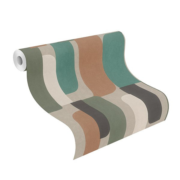Derain Green by Rasch Geometric Wallpaper – Brewster RH330526