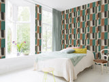 Derain Green by Rasch Geometric Wallpaper – Brewster RH330526
