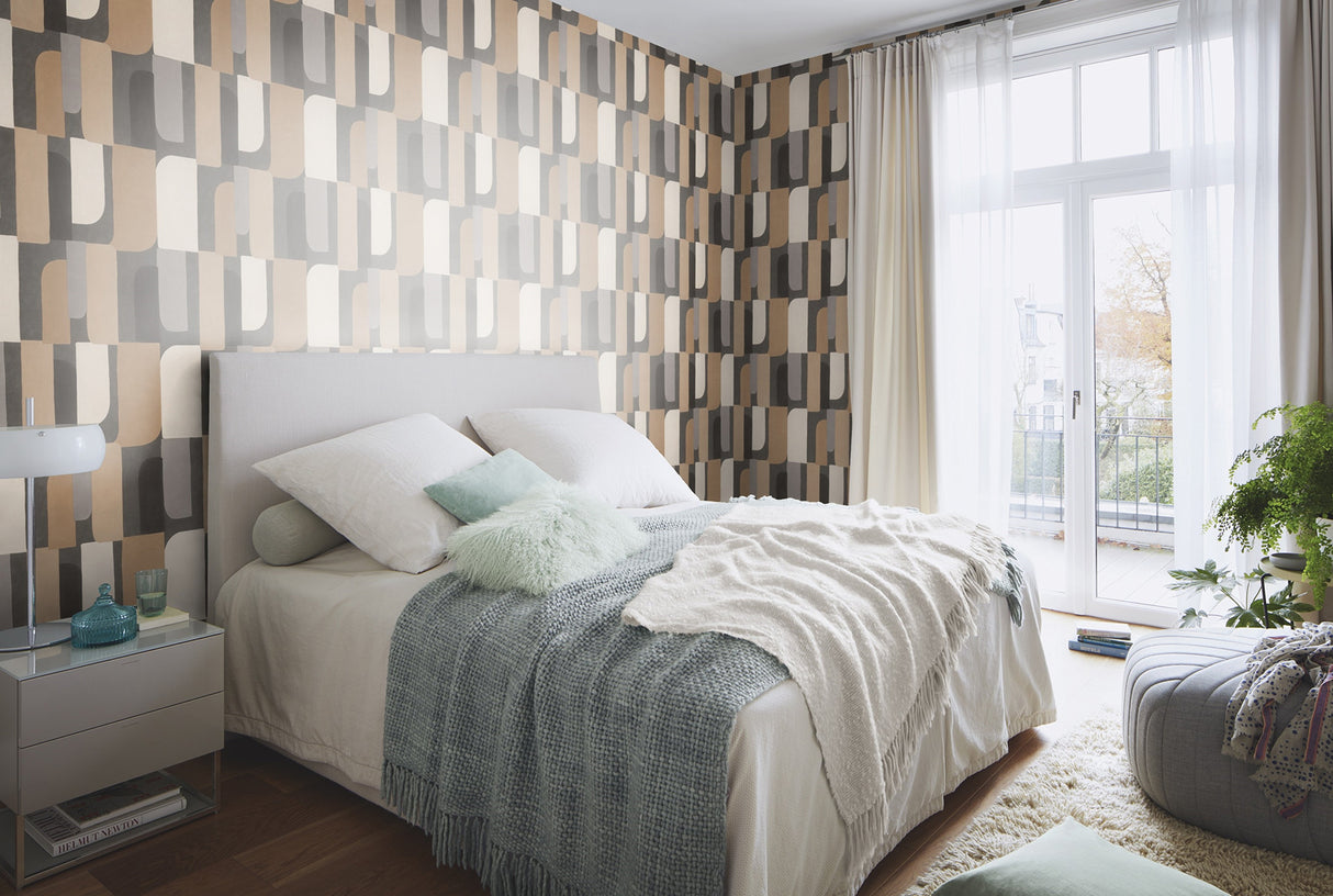 Derain Charcoal by Rasch Geometric Wallpaper – Brewster Home Fashions RH330533