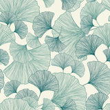 Waft Teal Ginkgo Botanical Vinyl Wallpaper with Bohemian Style - RH407662