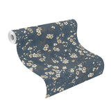 Tsubomi Blue Cherry Blossom Wallpaper with Botanical Floral Pattern - Rasch RH456738