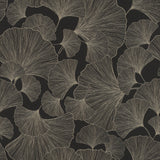 Waft Black Ginkgo Wallpaper with Botanical Bohemian Pattern - Rasch RH462234