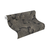 Waft Black Ginkgo Wallpaper with Botanical Bohemian Pattern - Rasch RH462234
