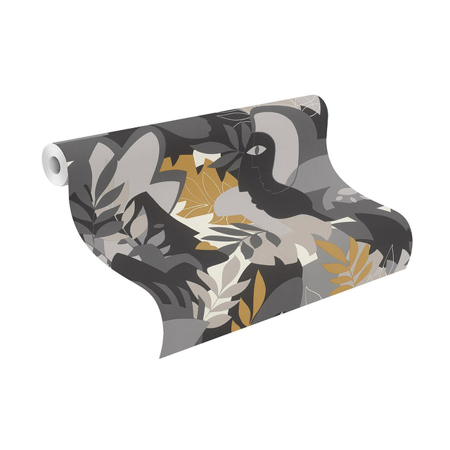 Giacometti Grey Flora & Faces Wallpaper