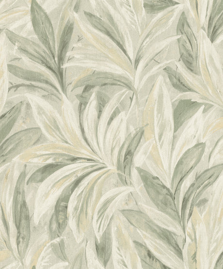 Close-up of Rasch Rennie Moss Leaves Wallpaper pattern