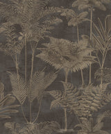 Kinabalu Black Rainforest Wallpaper with Botanical Bohemian Pattern - Rasch RH555165