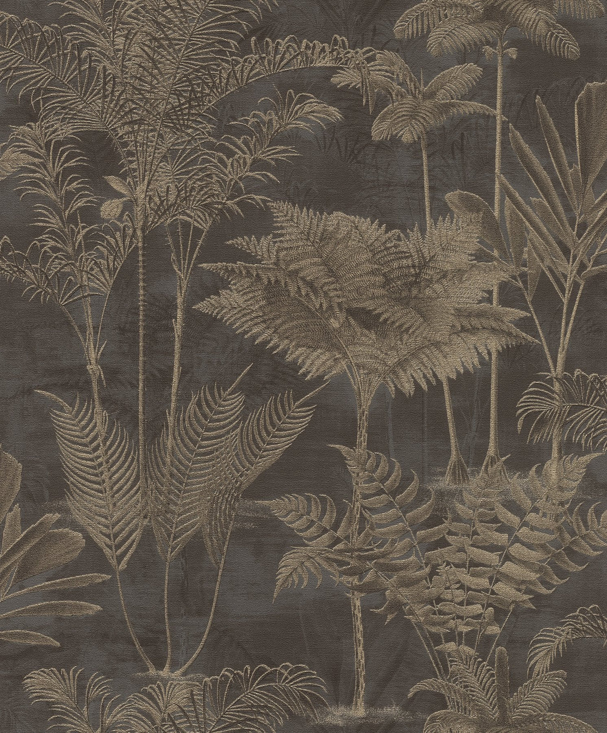 Kinabalu Black Rainforest Wallpaper with Botanical Bohemian Pattern - Rasch RH555165SAM