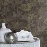 Kinabalu Black Rainforest Wallpaper with Botanical Bohemian Pattern - Rasch RH555165SAM