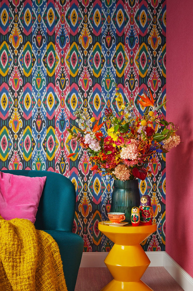 Villon Multicolor Ikat Wallpaper