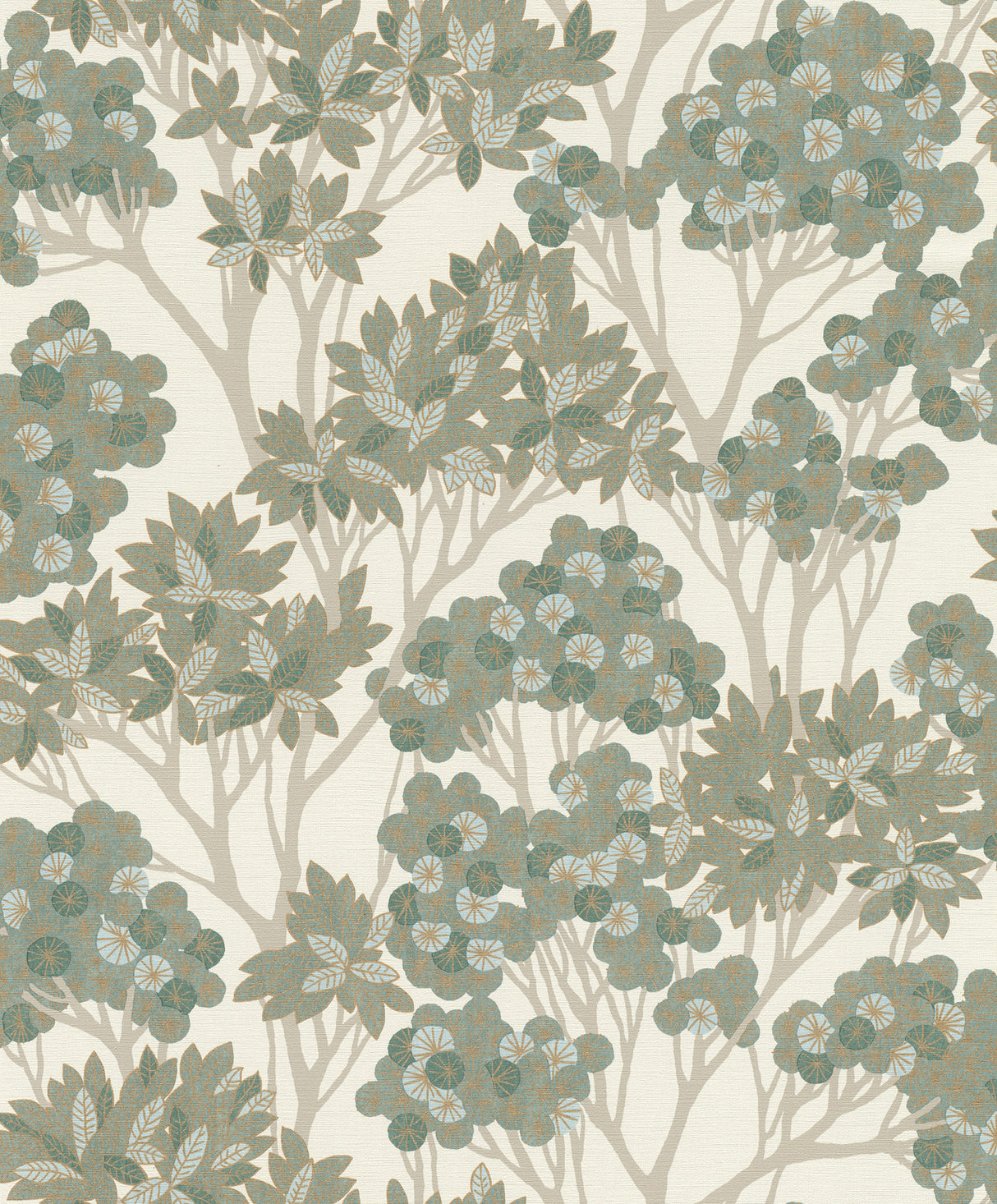Rasch Stickley Green Tree Wallpaper roll and room scenes