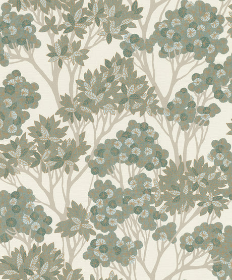 Rasch Stickley Green Tree Wallpaper roll and room scenes