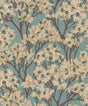 Rasch Stickley Sky Blue tree wallpaper roll and room scene