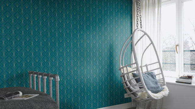 Henri Dark Green Geometric Wallpaper