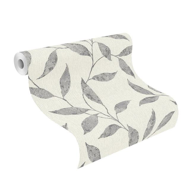 Amble Light Grey Vine Wallpaper with Botanical Farmhouse Pattern - Rasch RH651249