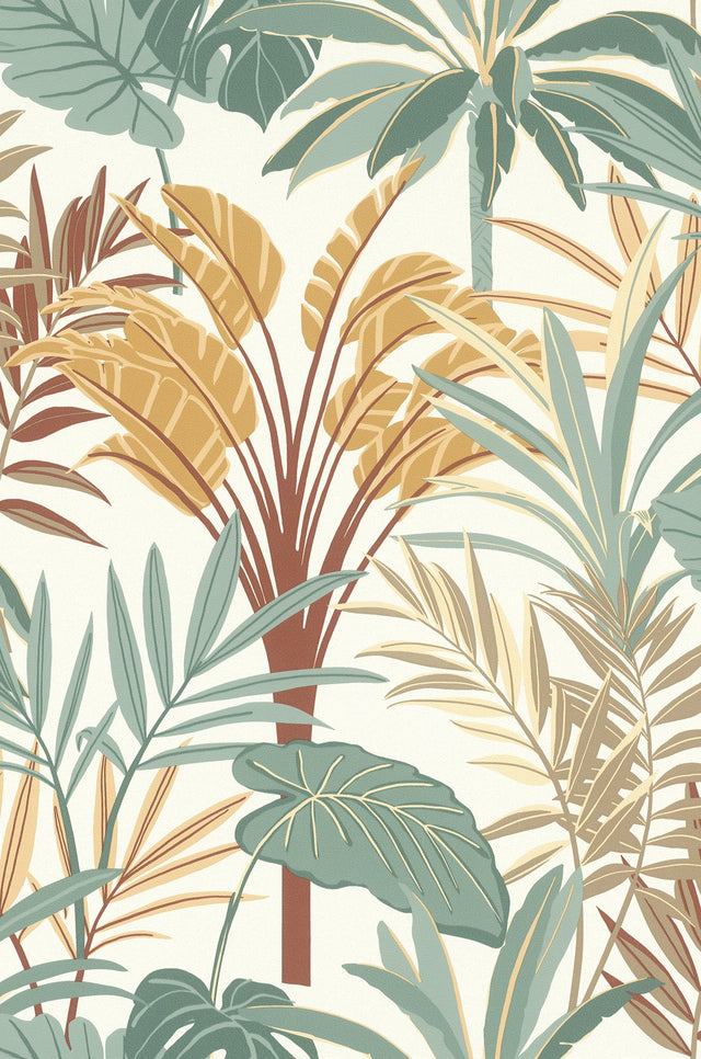Rudyard Apricot Tropical Flora Wallpaper with Botanical Bohemian Pattern - RH691610