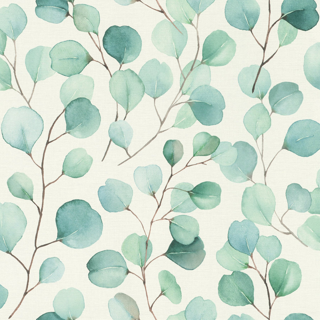 Elaina Aqua Watercolor Boughs Wallpaper with Botanical Farmhouse Motif - Rasch RH691702