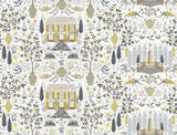 Camont Linen & Gold Wallpaper with Pastoral French Farmhouse Animals Pattern - York RI5107
