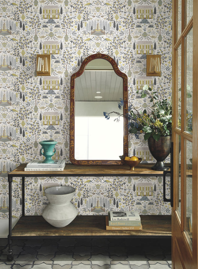 Camont Linen & Gold Wallpaper with Pastoral French Farmhouse Animals Pattern - York RI5107