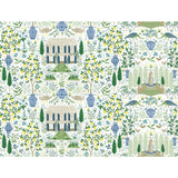 Camont Blue & Green Wallpaper with Pastoral Farmhouse Toile - York RI5109
