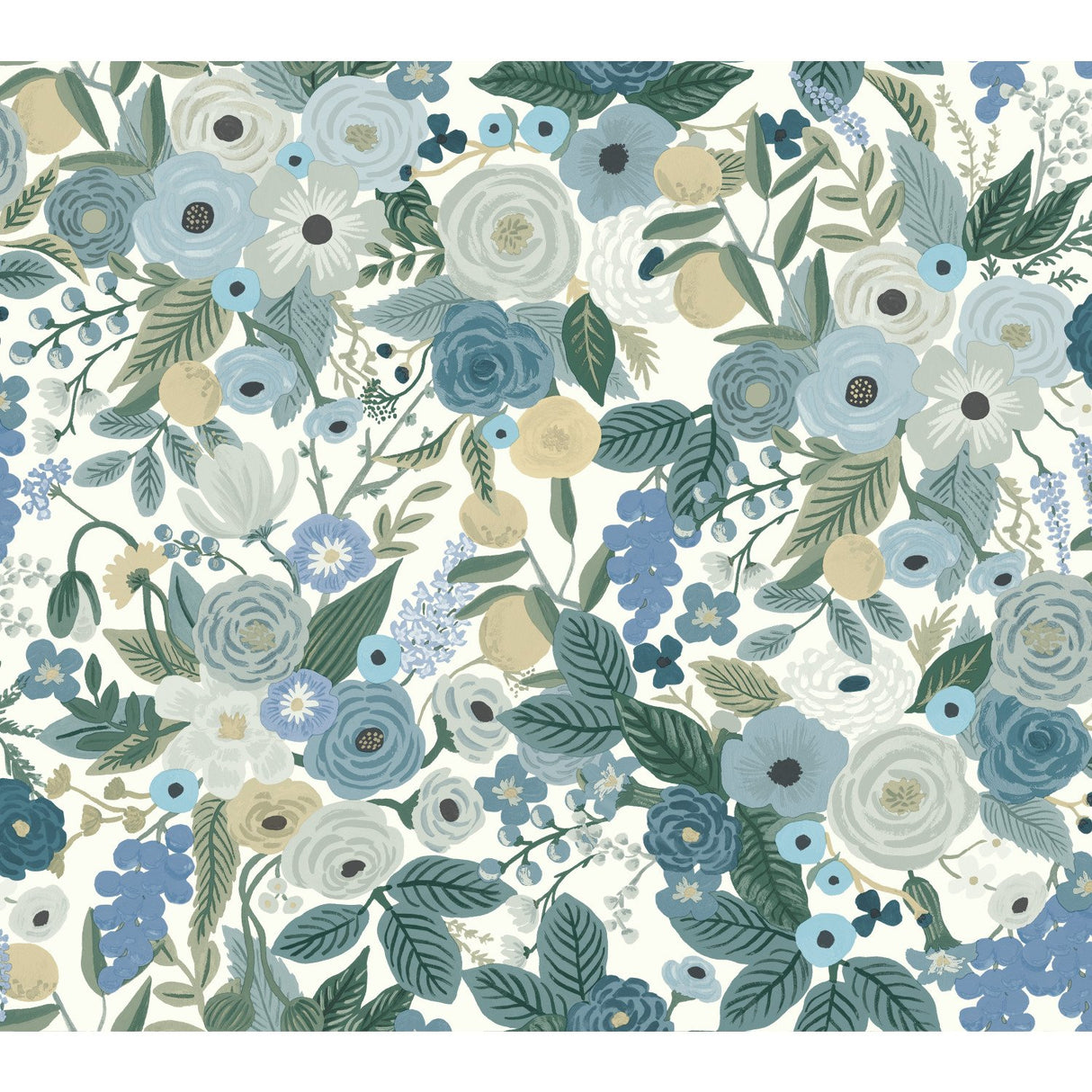 Garden Party Blue Wallpaper with Large-Scale Floral Motif - York RI5120