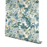 Garden Party Blue Wallpaper with Large-Scale Floral Motif - York RI5120