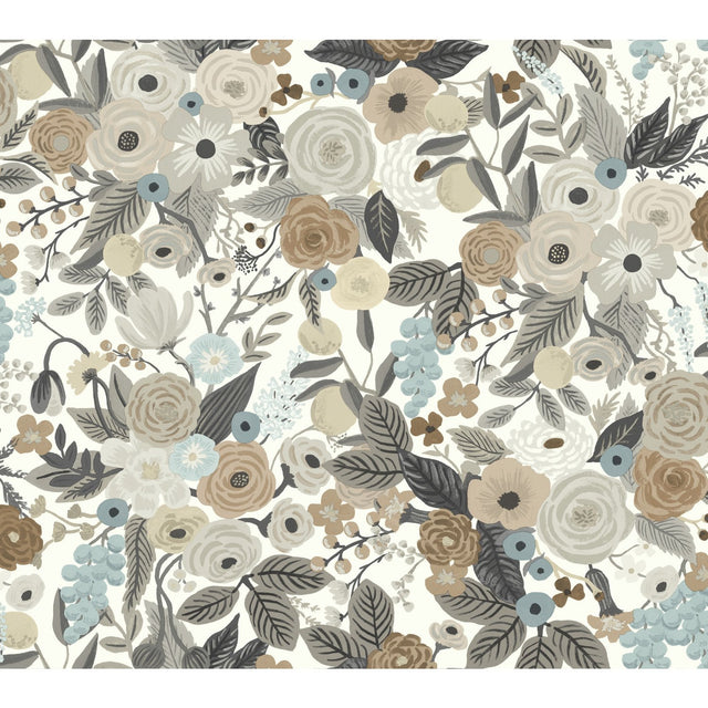 Garden Party Brown & Beige Floral Wallpaper with Bohemian Style - York RI5121