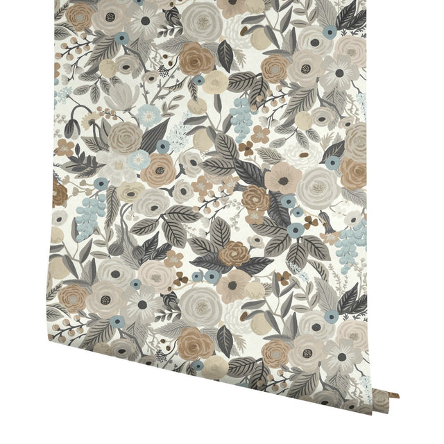 Garden Party Brown & Beige Floral Wallpaper with Bohemian Style - York RI5121