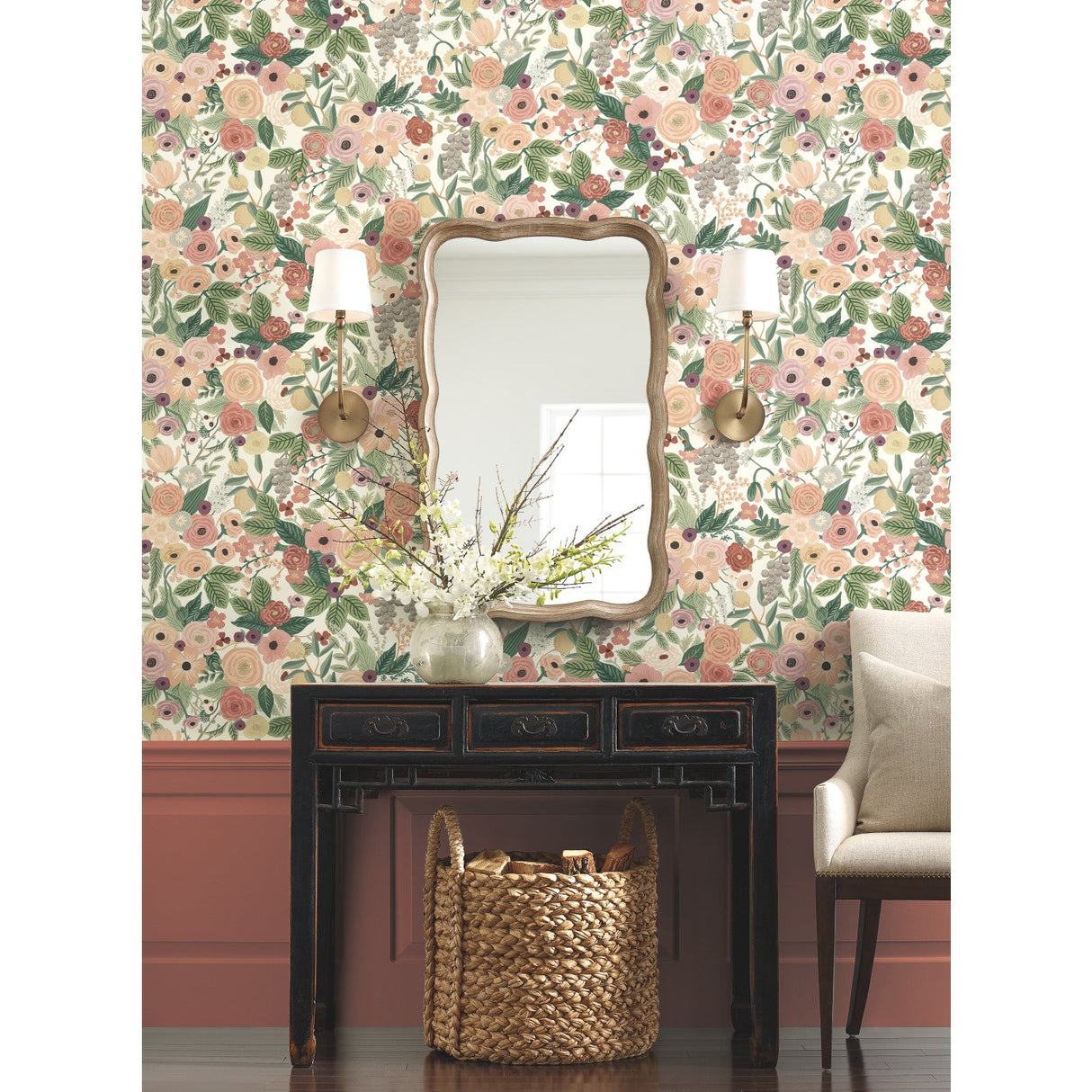 Garden Party Burgundy Floral Wallpaper - York RI5122