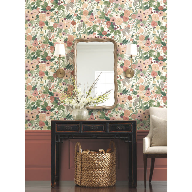 Garden Party Burgundy Floral Wallpaper - York RI5122