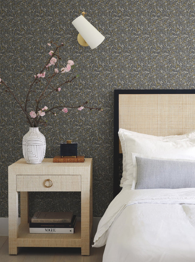 Tapestry Black & Beige Botanical Non Woven Wallpaper - York RI5125