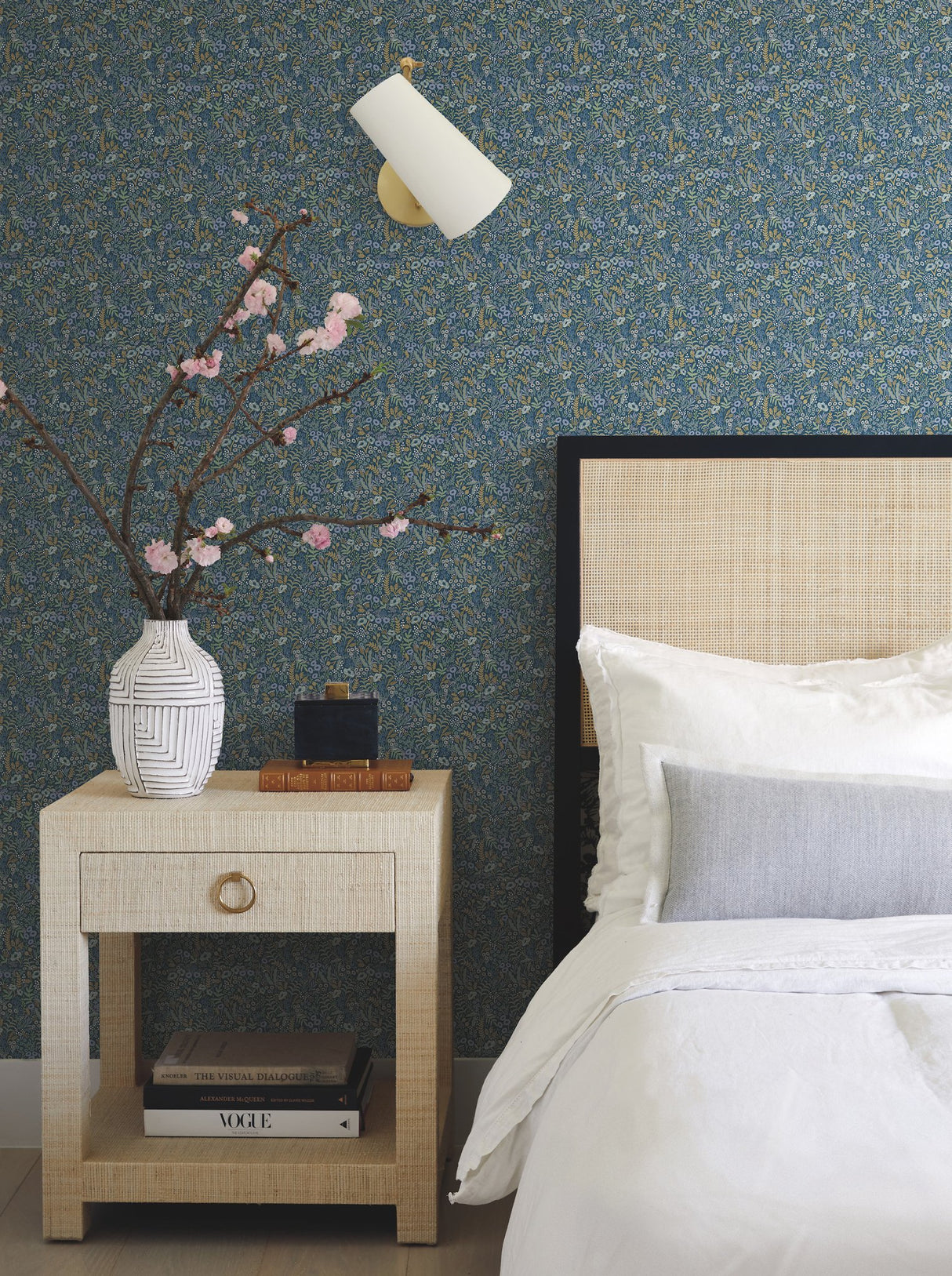 Tapestry Indigo Botanical Non Woven Wallpaper - York RI5126