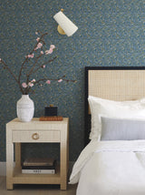 Tapestry Indigo Botanical Non Woven Wallpaper - York RI5126