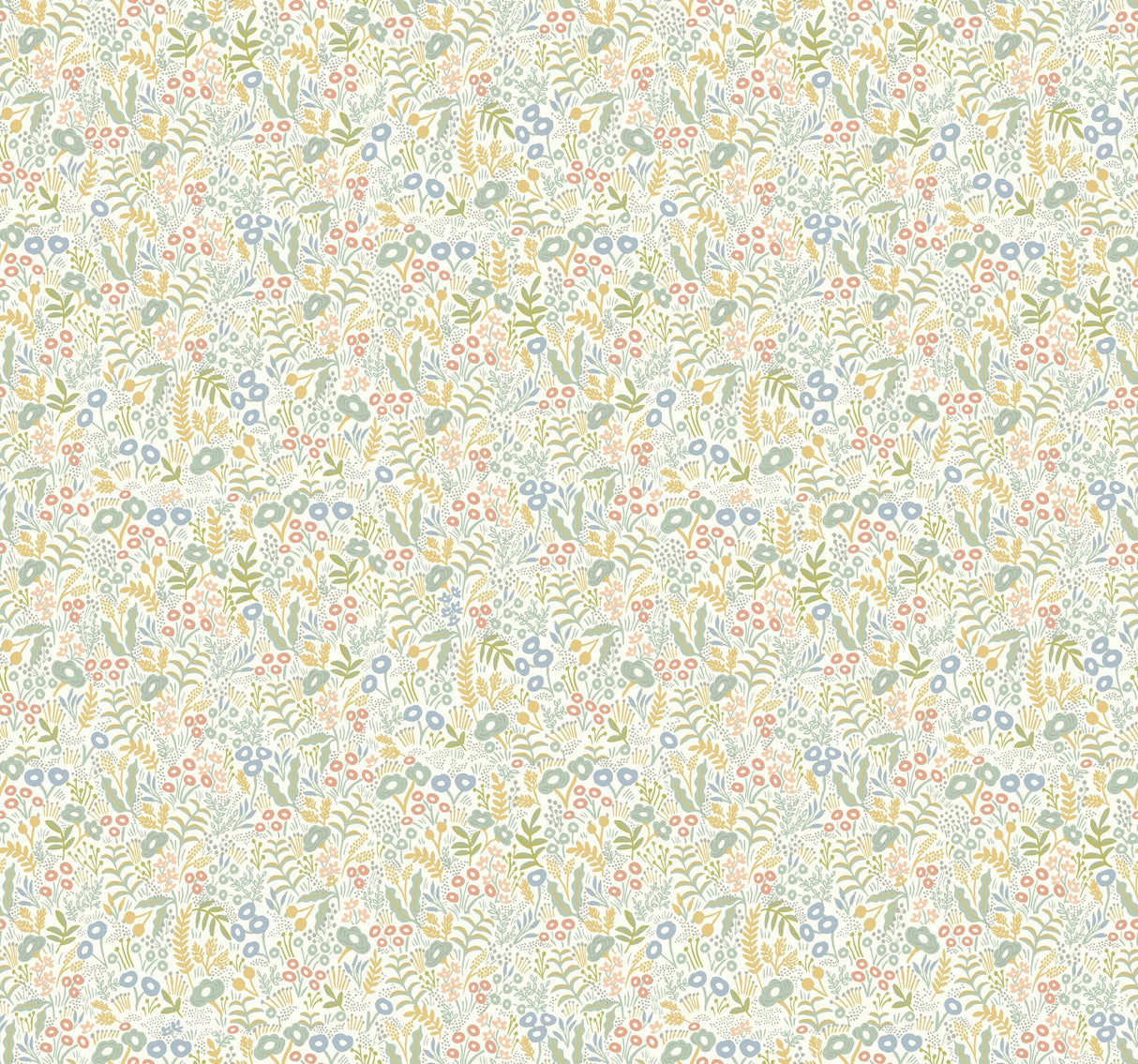 Tapestry Light Mustard Wallpaper with Botanical Floral Pattern - York RI5127