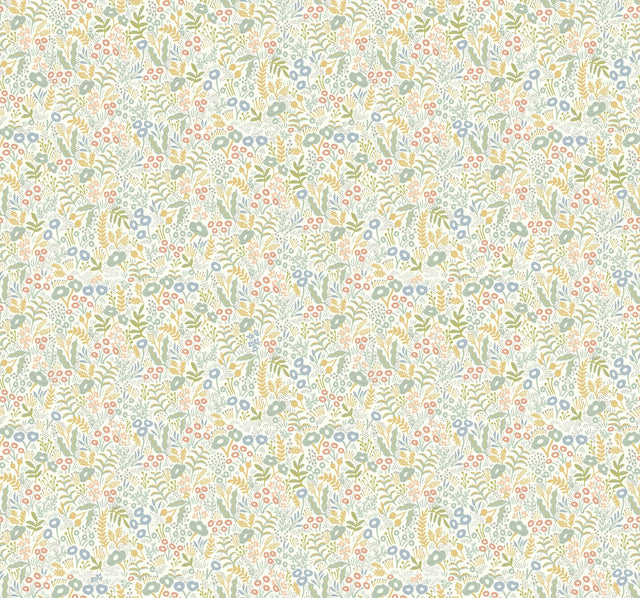 Tapestry Light Mustard Wallpaper with Botanical Floral Pattern - York RI5127