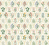 Hawthorne Cream Wallpaper with Botanical Floral Grid - York RI5130
