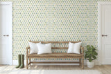 Hawthorne Blue & Green Wallpaper with Botanical Floral Lattice Motif - York RI5132