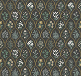 Hawthorne Black & Cream Wallpaper with Botanical Floral Grid - York RI5133